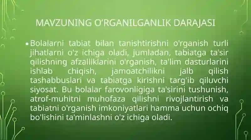 So‘ngiyillarda bolalar ni tabiat bilan tanishtirish metodikasi rivojlanishi 4