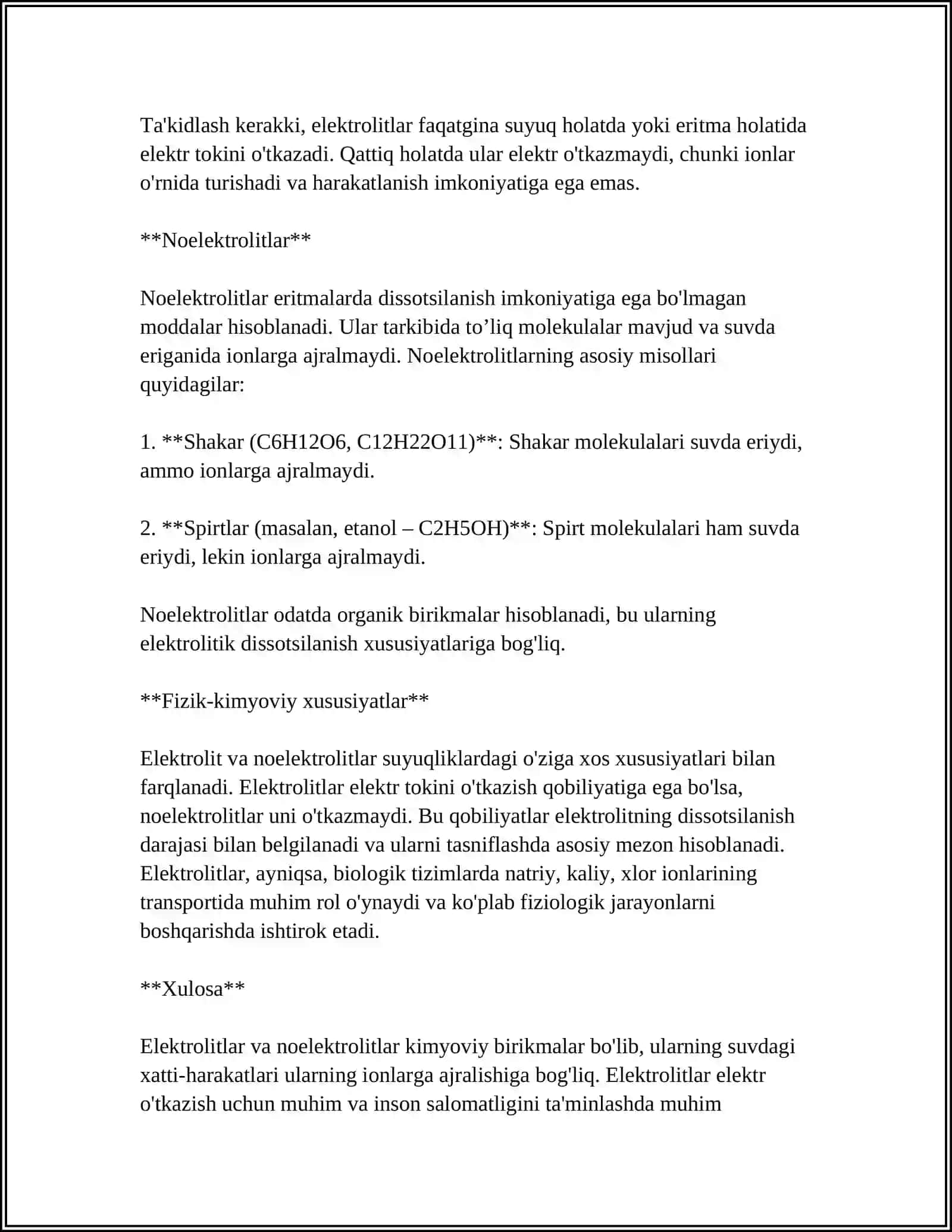 ORGANIZMDAGI BIOLOGIK SUYUQLIKLAR ELEKTROLIT VA NOELEKTROLIT SIFATIDA 4