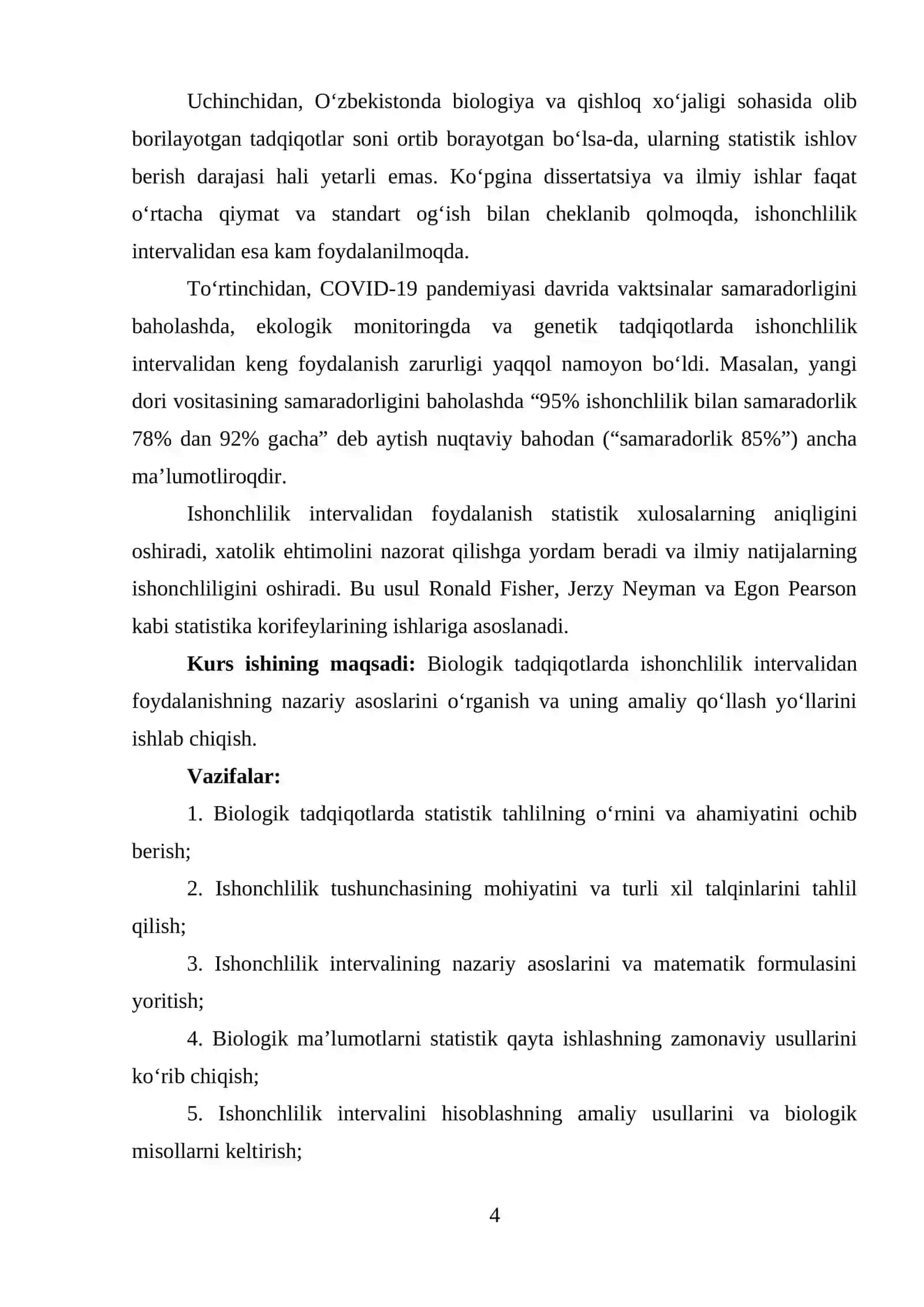 ISHONCHLILIK INTERVALIDAN BIOLOGIK TADQIQOTLARDA FOYDALANISH 4