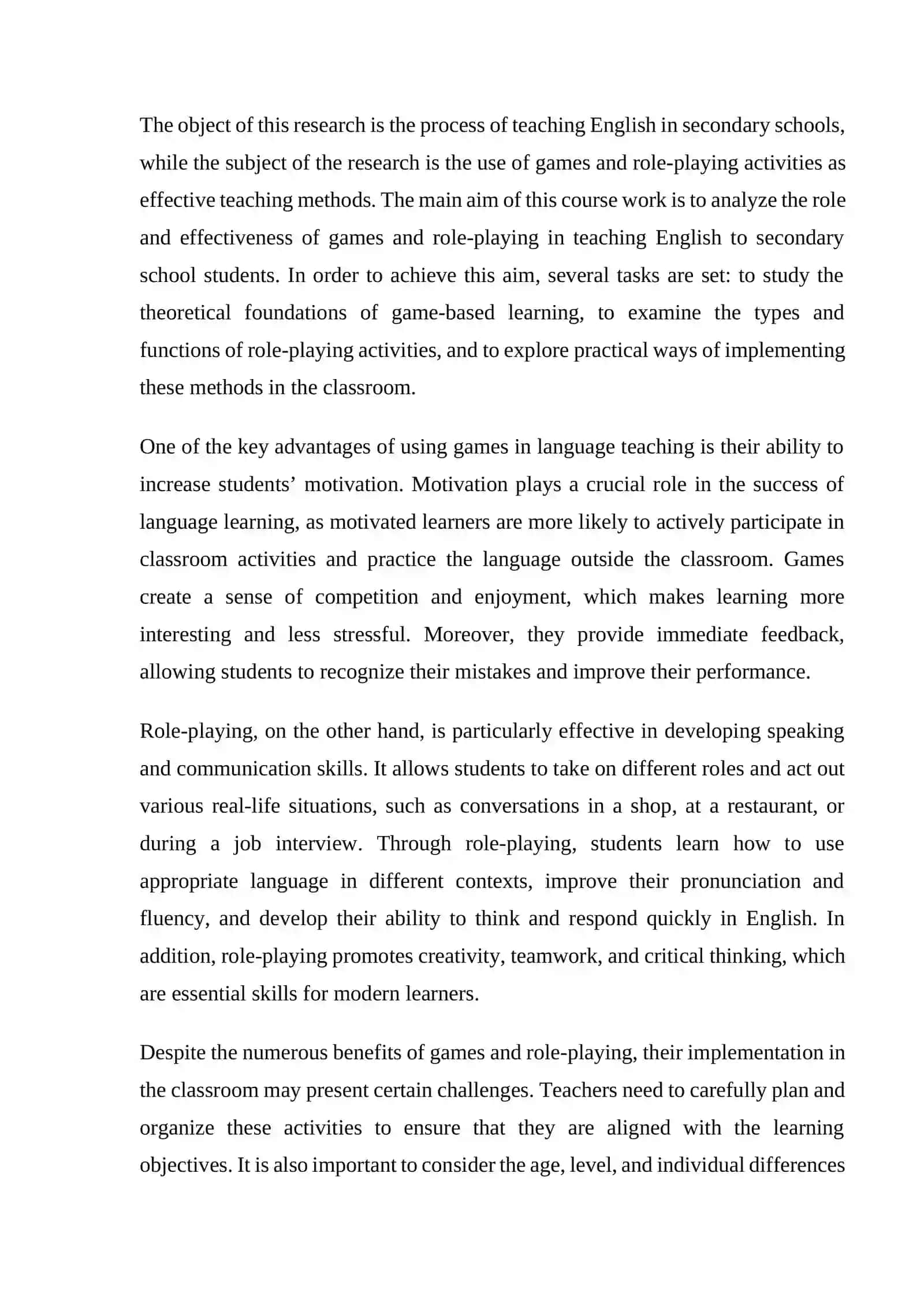 The role of games and role-playing in teaching English in secondary schools 4