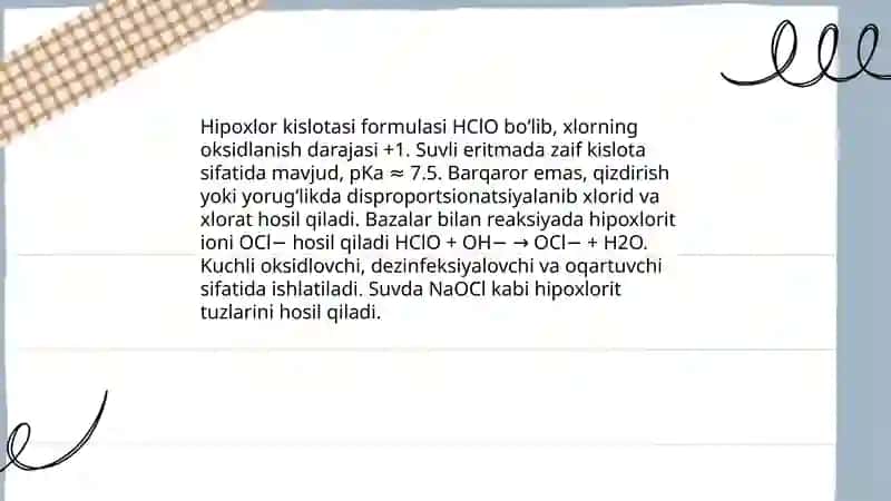 Xlorning kislorodli birikmalari va xossalari 4