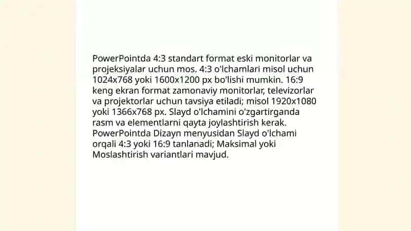 Slayd o'lchamini o'zgartirish 4