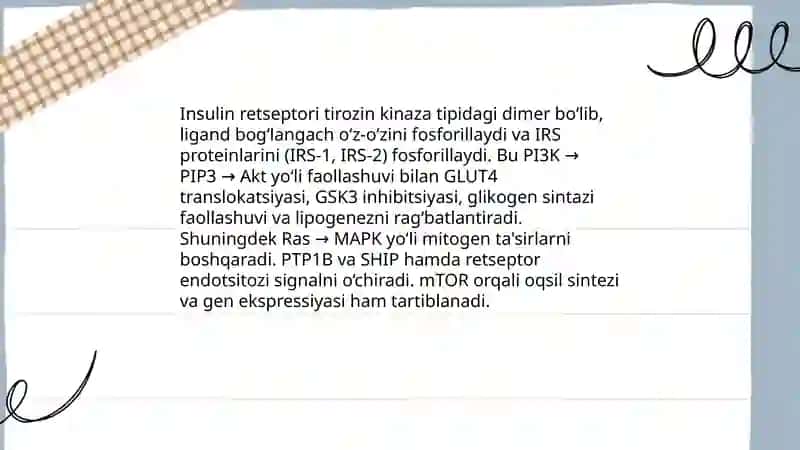 Odam organizmida kechadigan metabolitik jarayonlarda insulin va glukogonning roli 4