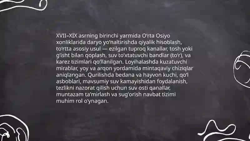 O'rta Osiyo xonliklarida sug'orish inshoatlarning barpo etilishi 4