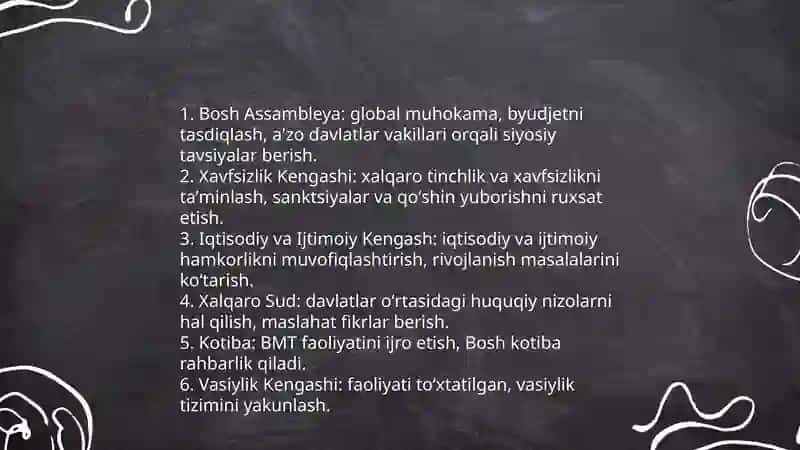 Birlashgan millatlar tashkiloti va uning dunyo siyosatidagi oʻrni 4