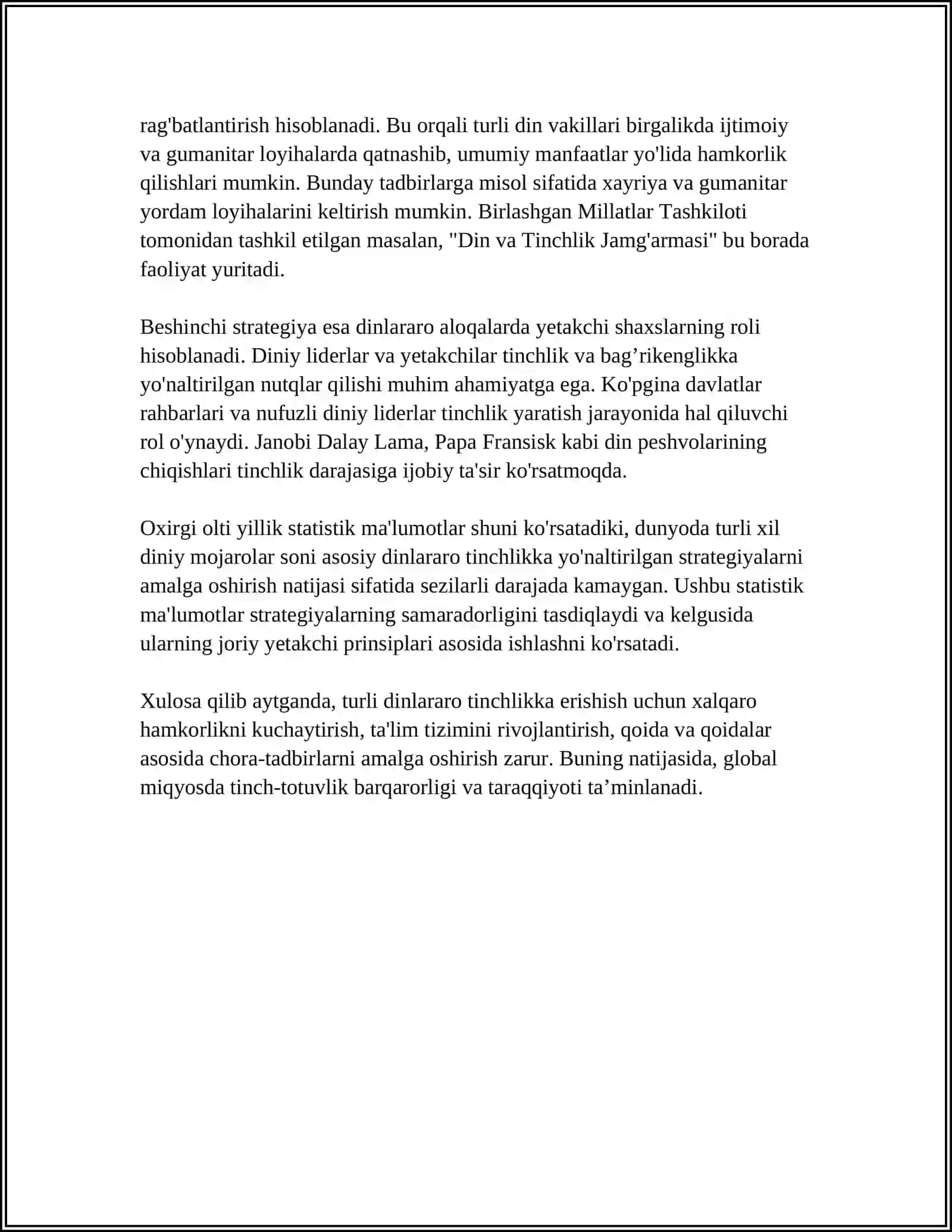 DUNYO DINLARIDA TINCHLIK GʻOYASI 4