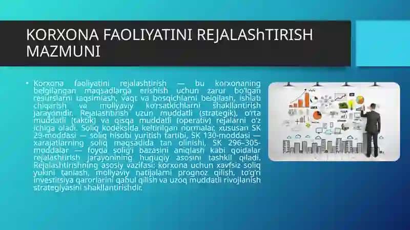 Korxonalar faoliyatini rejalashtirish va nazorat qilish 4