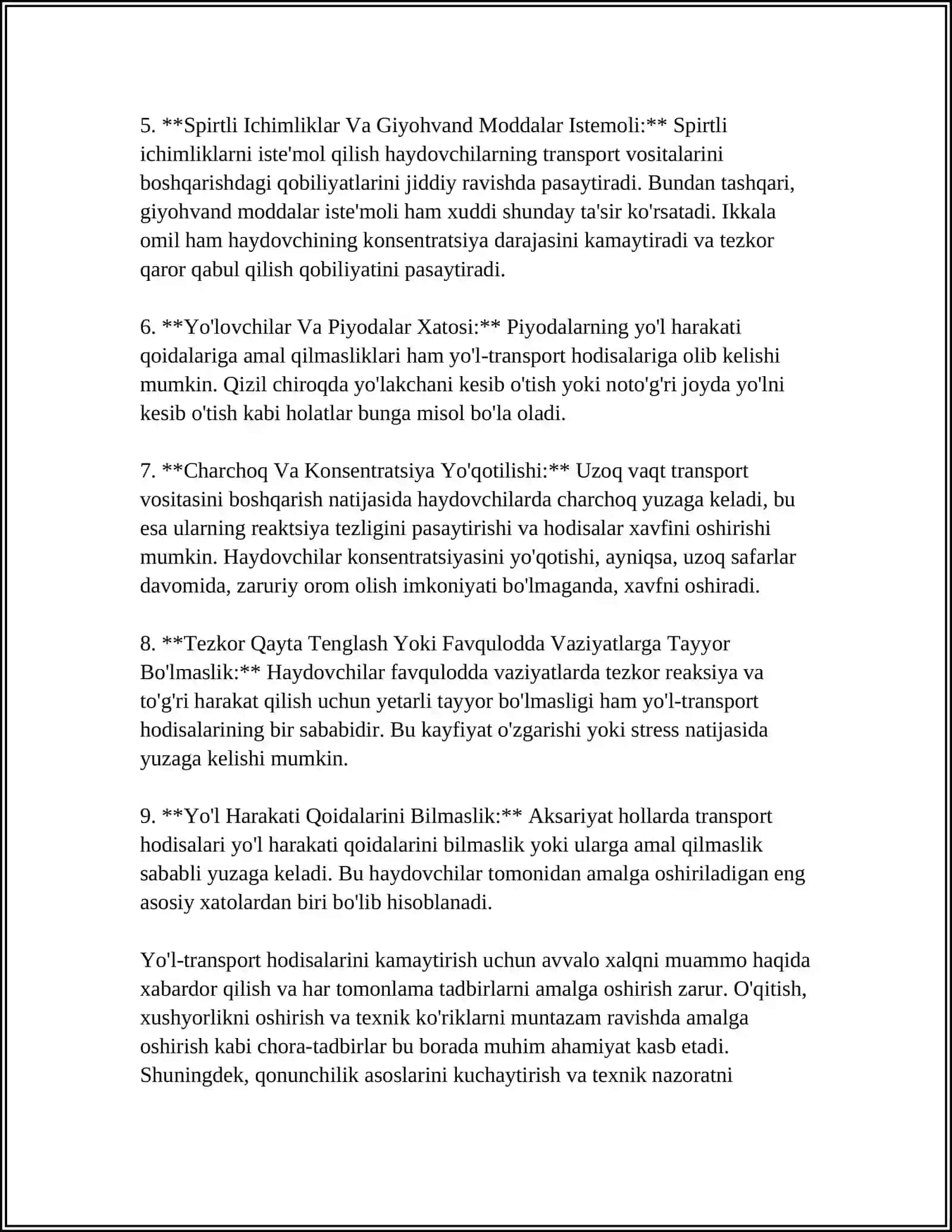 YO'L TRANSPORT HODISALARI TAHLILI 4