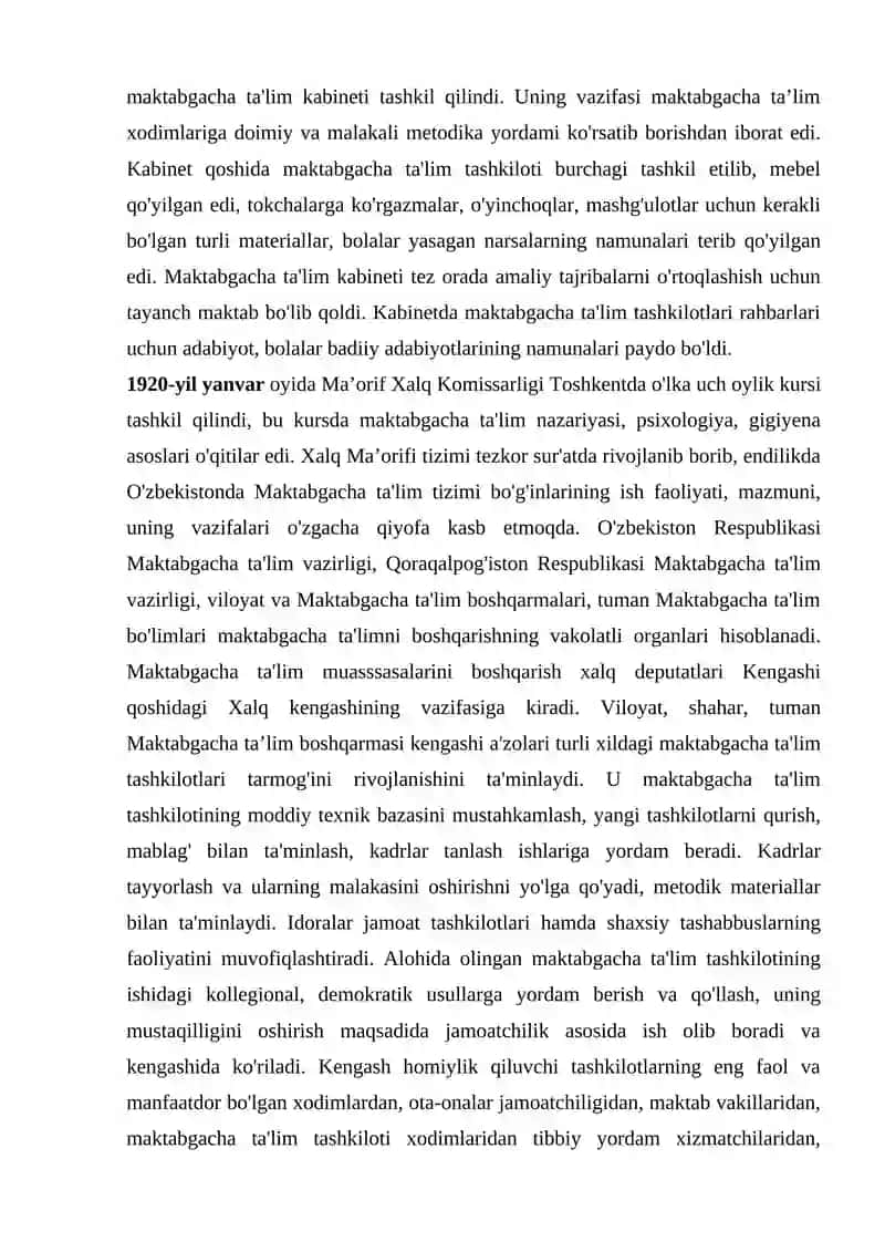 Maktabgacha ta’lim tashkiloti bo’yicha metodik ishlarni tashkil etish vazifalari 4