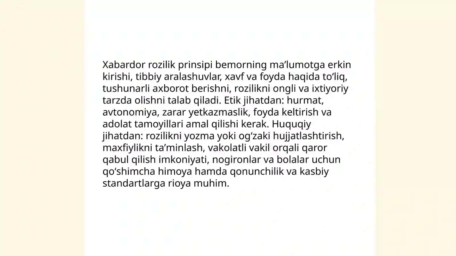 Bemorlarning maʼlumot olish masalasining etik huquqiy jihatlari 4