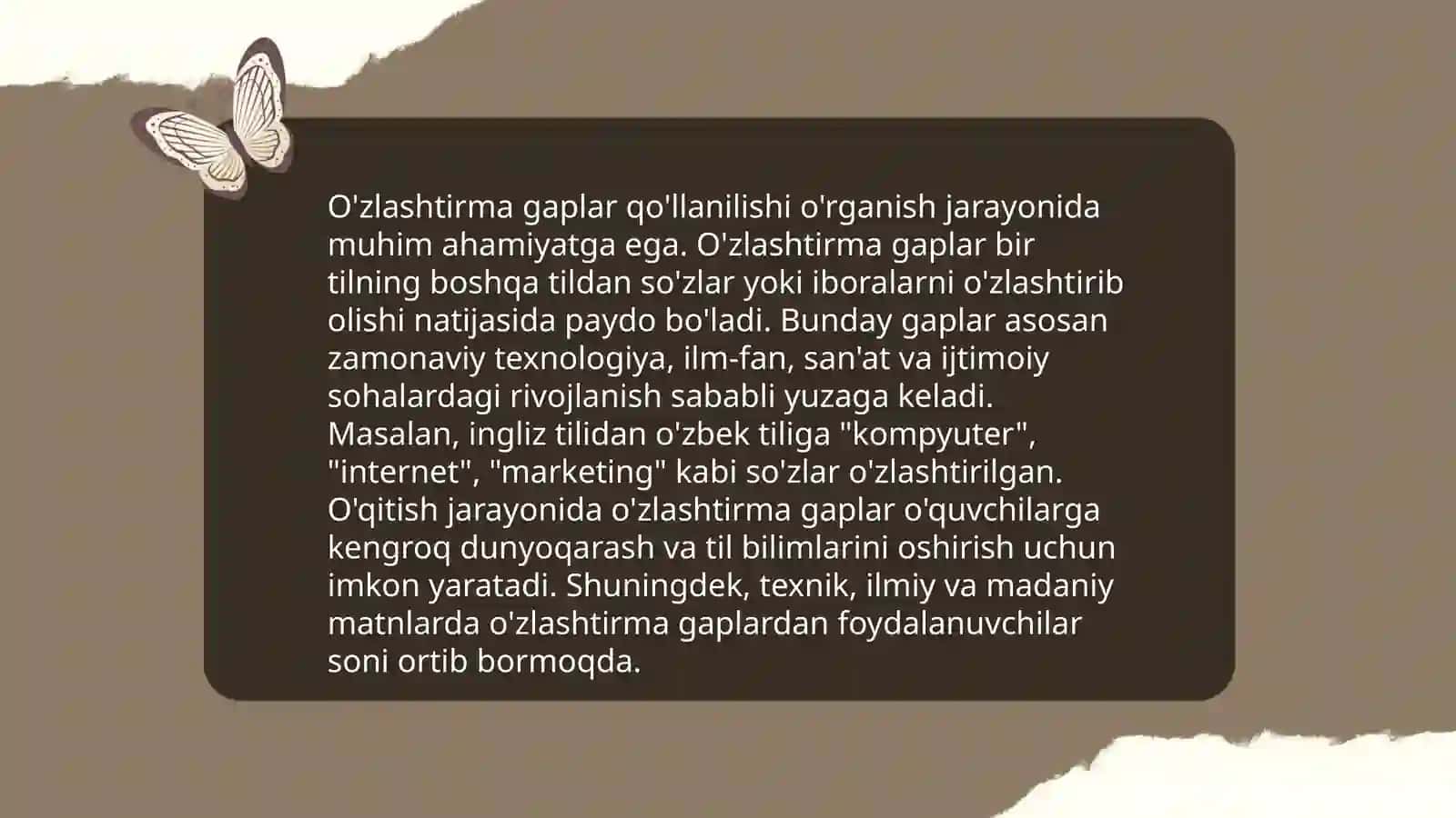Ko’chirma va Oʻzlashtirma gaplar 4