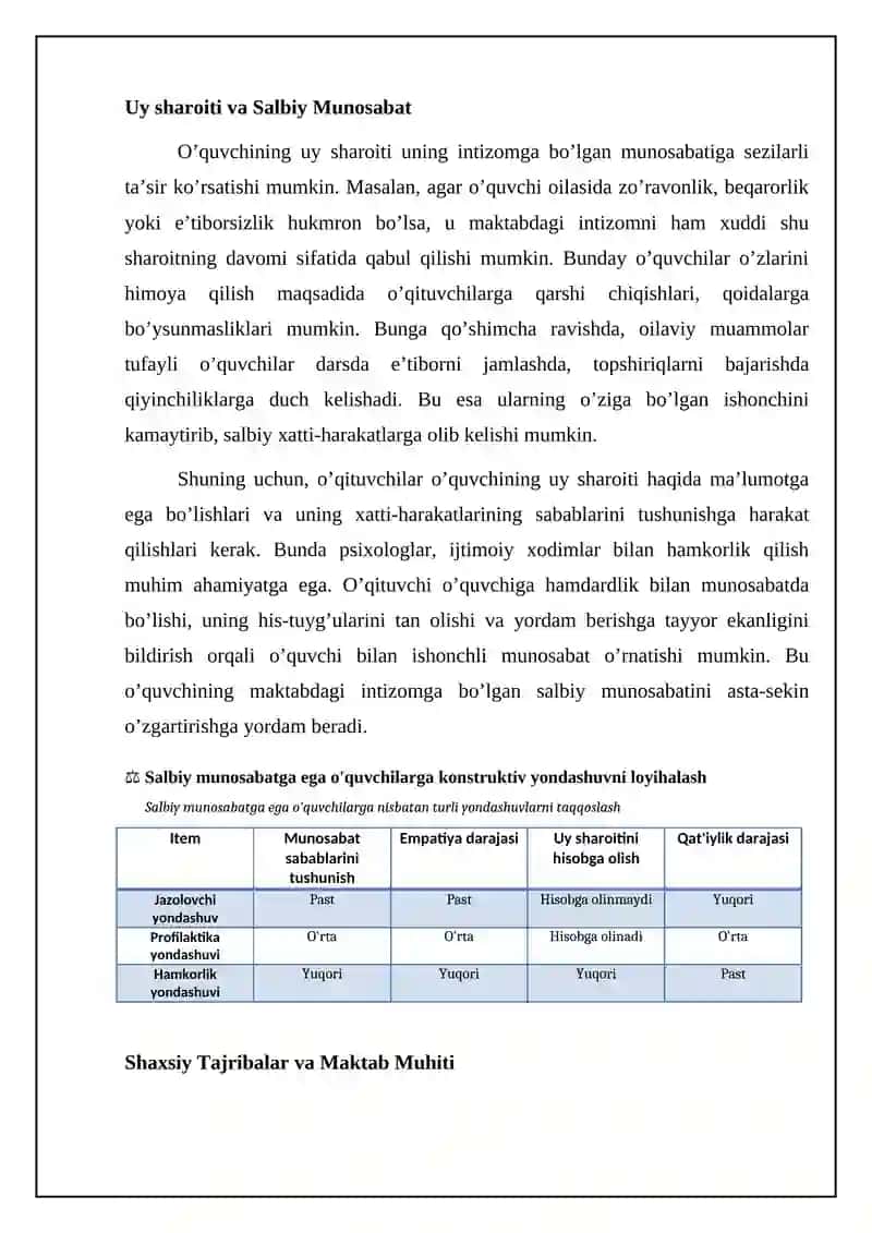Mavzu: Dars intizomiga salbiy munosabatdagi oquvchilarga nisbatan konstruktiv yondashuvni loyihalash 4