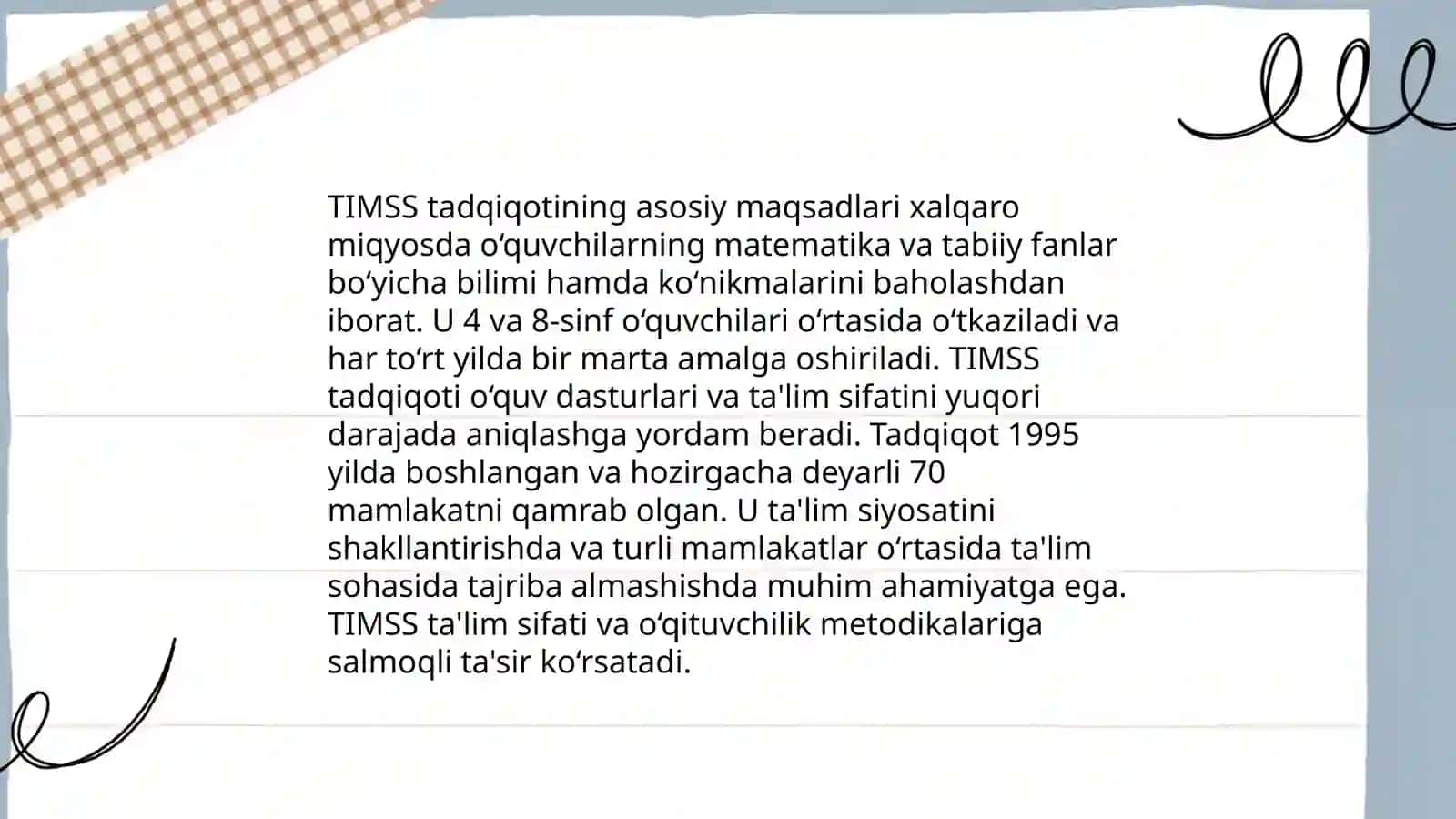 TIMSS xalqaro baholash dasturi 4