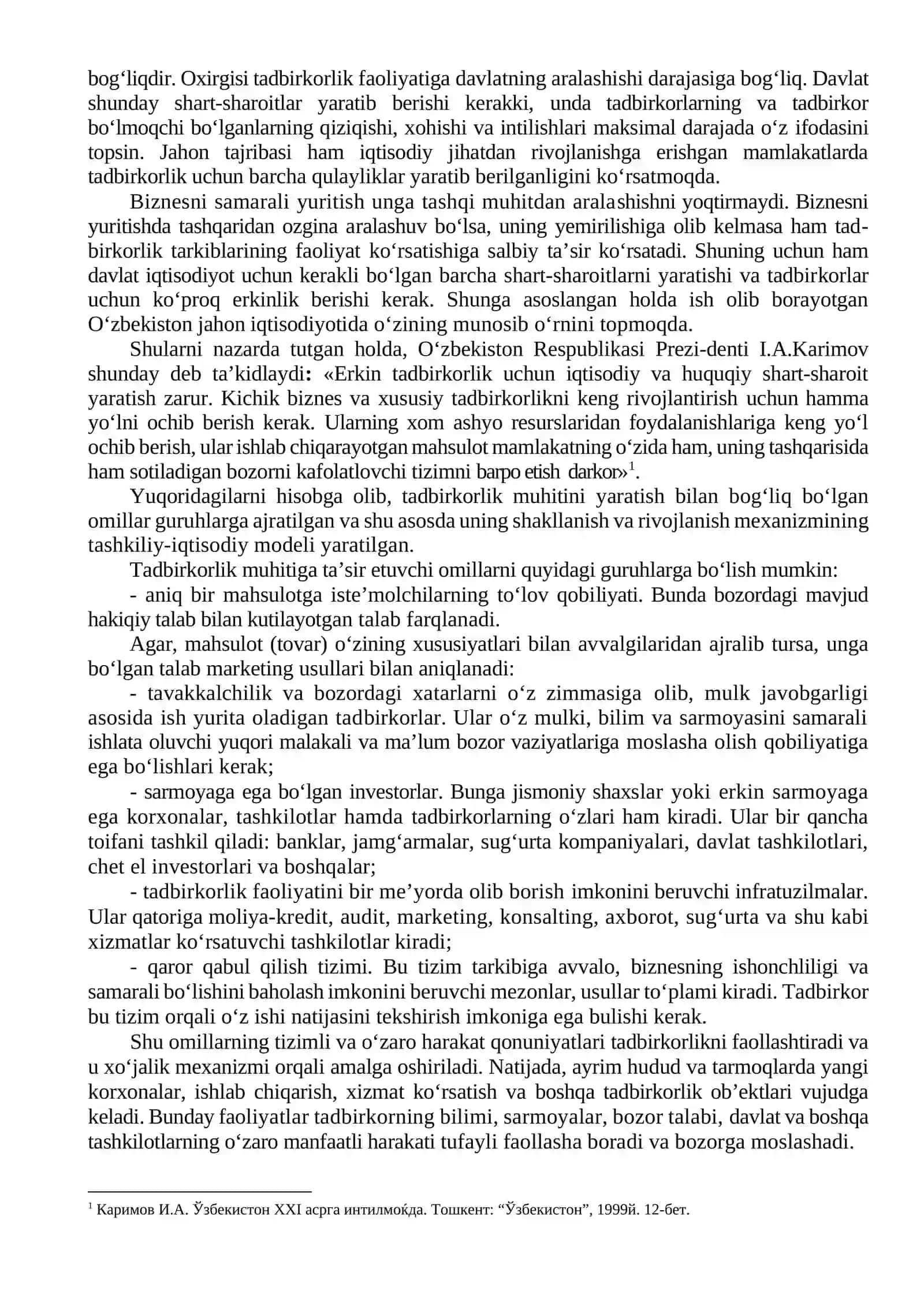 Kichik biznes va tadbirkorlik muhiti va unga ta’sir etuvchi omillar 4