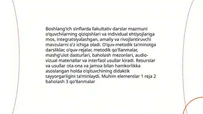 Boshlang'ich sinflarda sinfdan tashqari o'qishni tashkil qilish 4