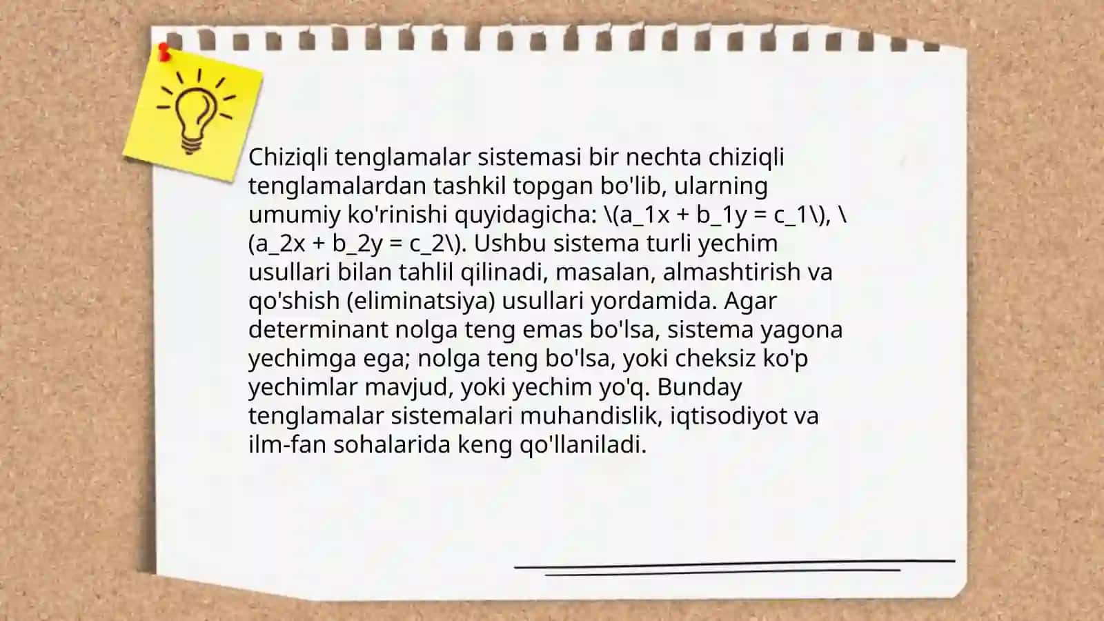Chiziqli tenglamalar sistemasini yechishning Gayss usuli 4