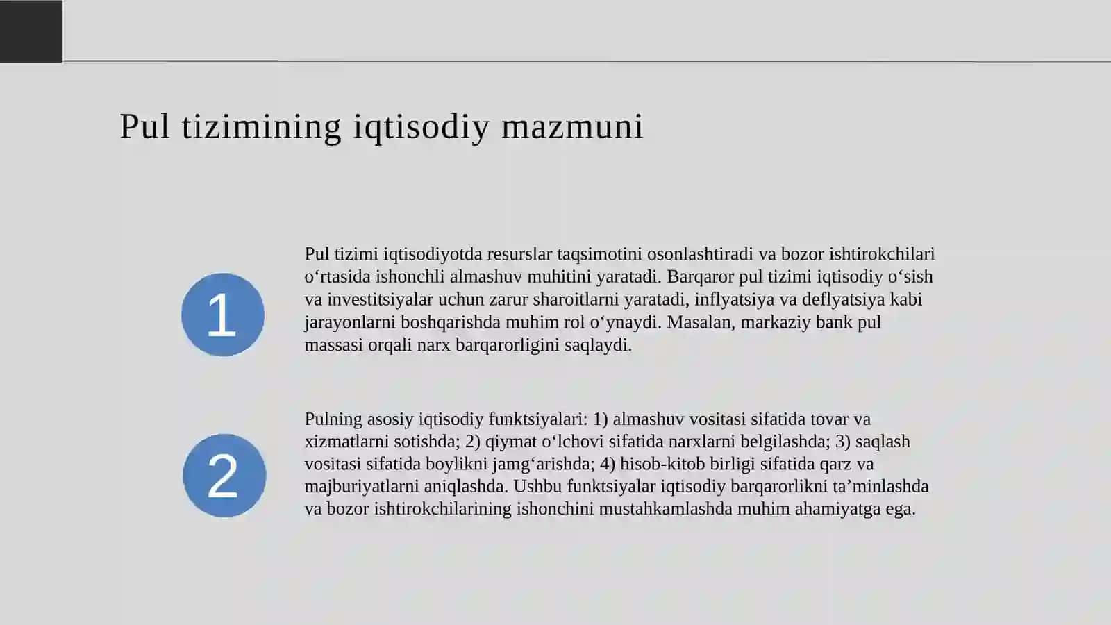 Pul tizimining xususiyati, mazmuni va milliyligi 4