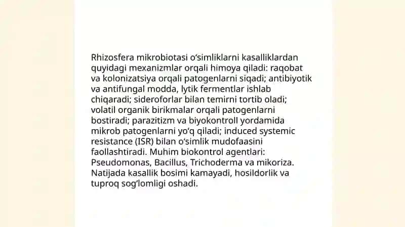 Mikroorganizmlarning qishloq xoʻjaligida oʻsimliklarni himoya qilishda qoʻllanilishi 4
