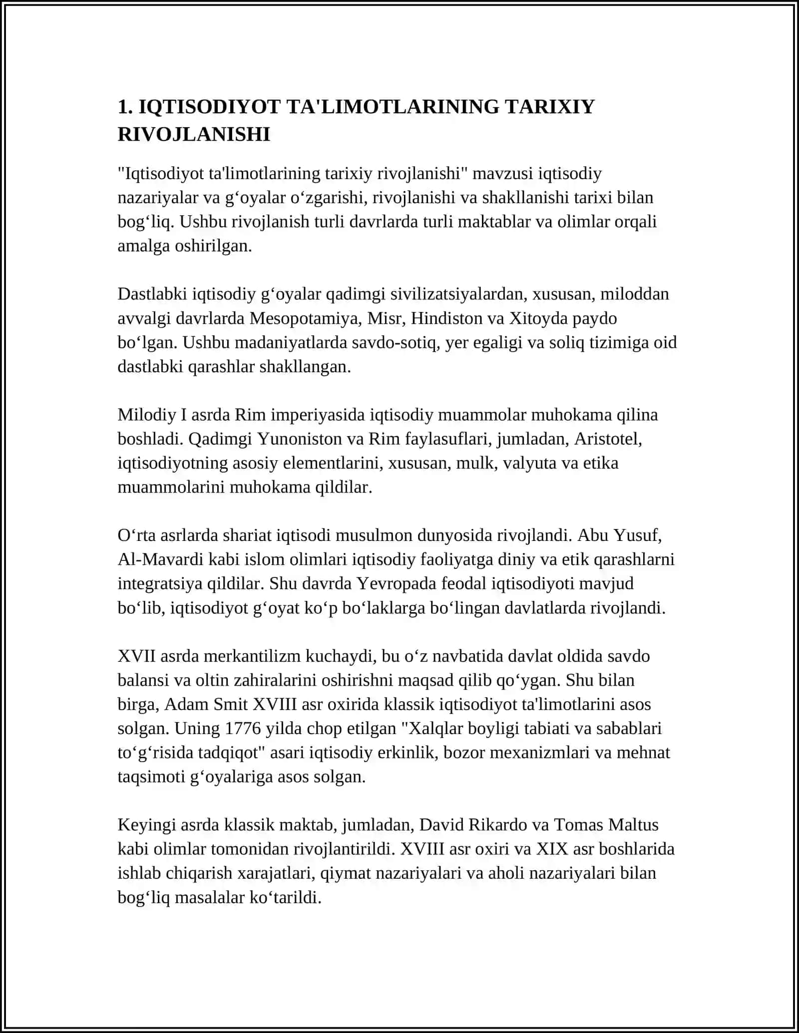 IQTISODIYOT TA'LIMOTLARINING TARIXIY RIVOJLANISHI 4