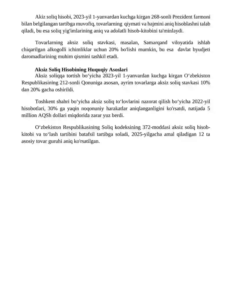 Aksiz Soliq Hisobini Takomillashtirish Yo'llari 4