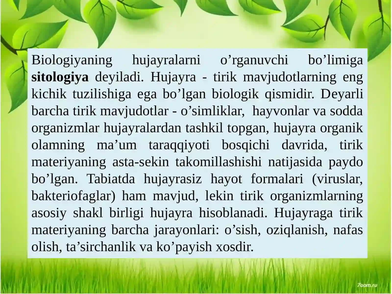 HAYOTNING HUJAYRA DARAJASI VA UNING O‘ZIGA XOS JIHATLARI 4