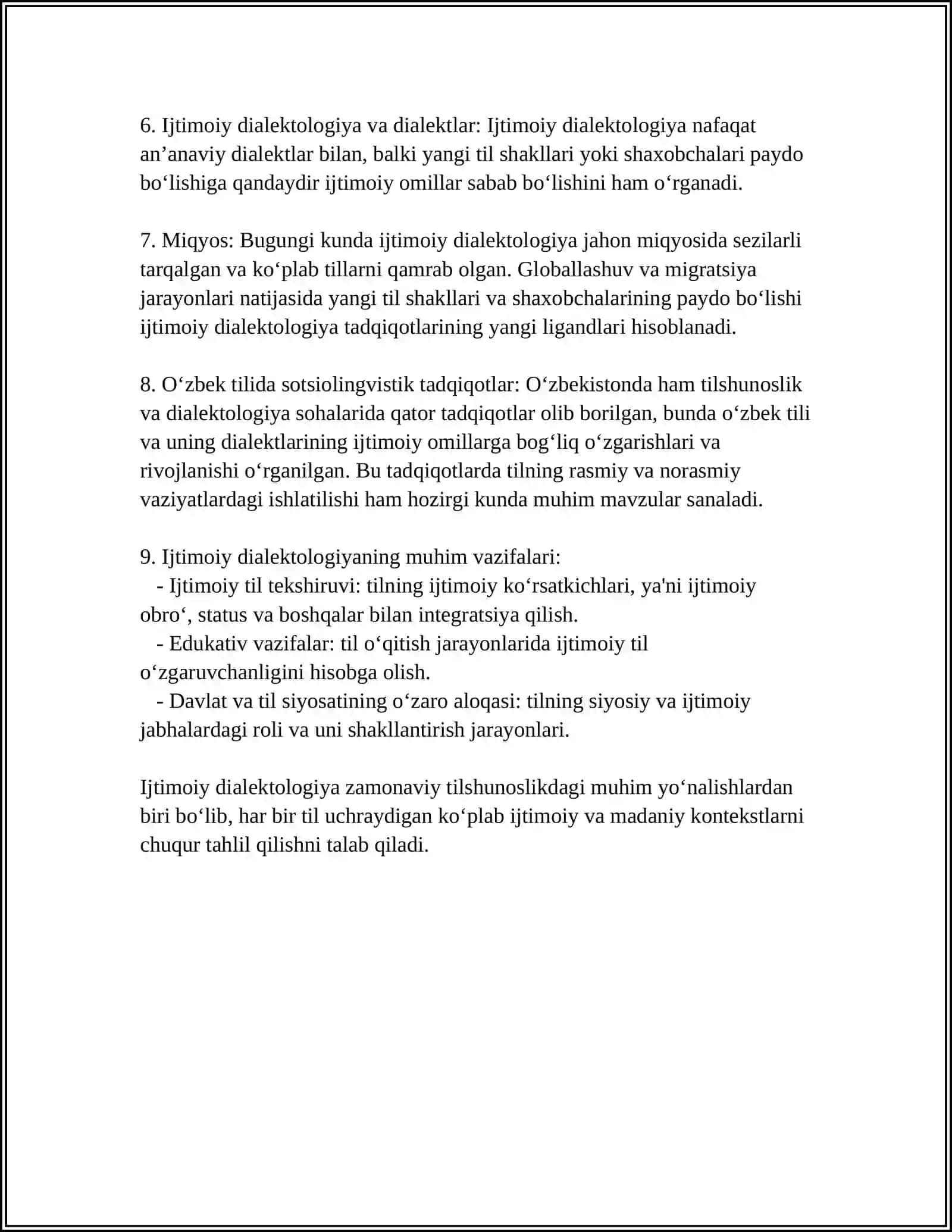 MUSTAQIL ISH Mavzu: SOTSIOLINGVISTIKANING TARMOQLARI 4