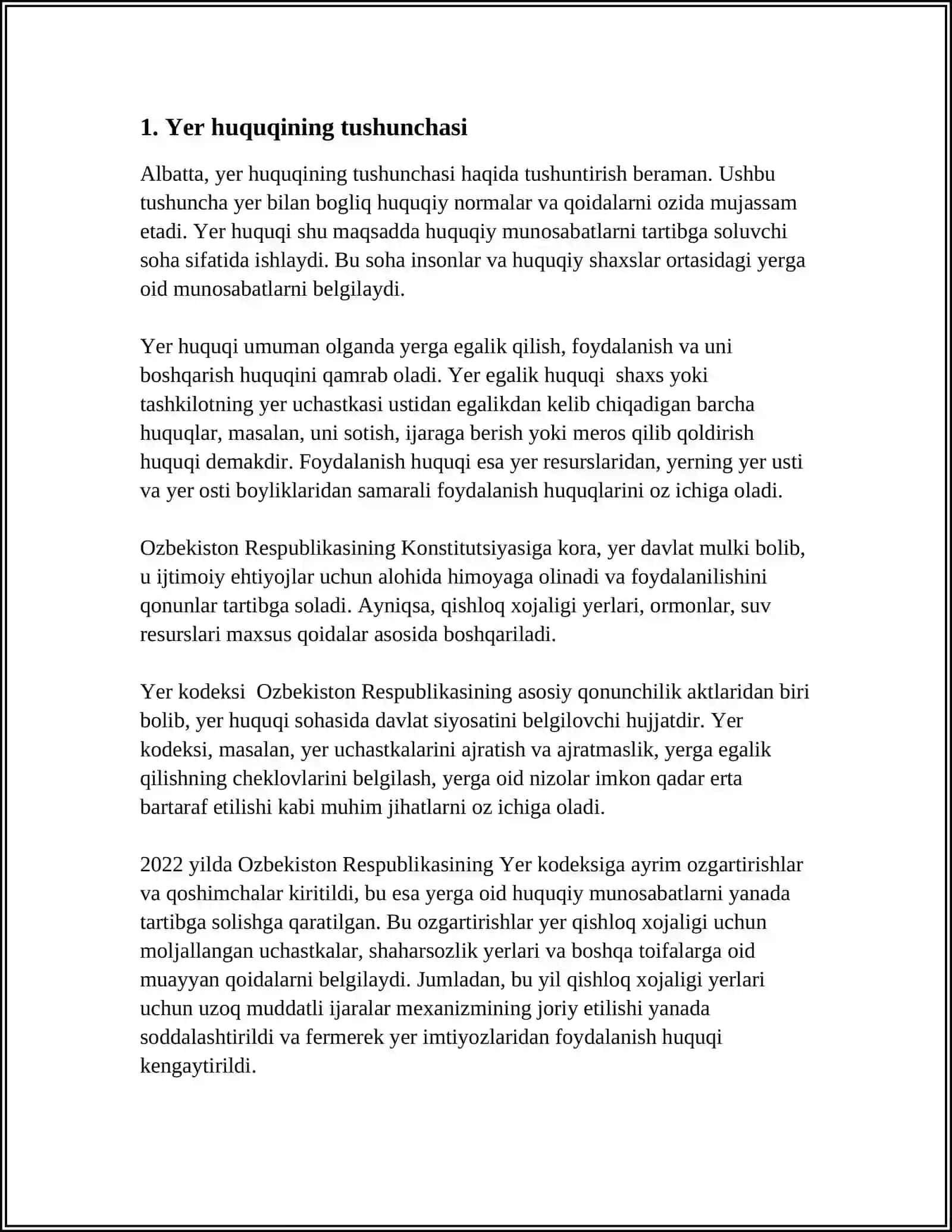 Yer huquqi Tushunchasi, Predmeti, Tamoyillari va Usullari 4