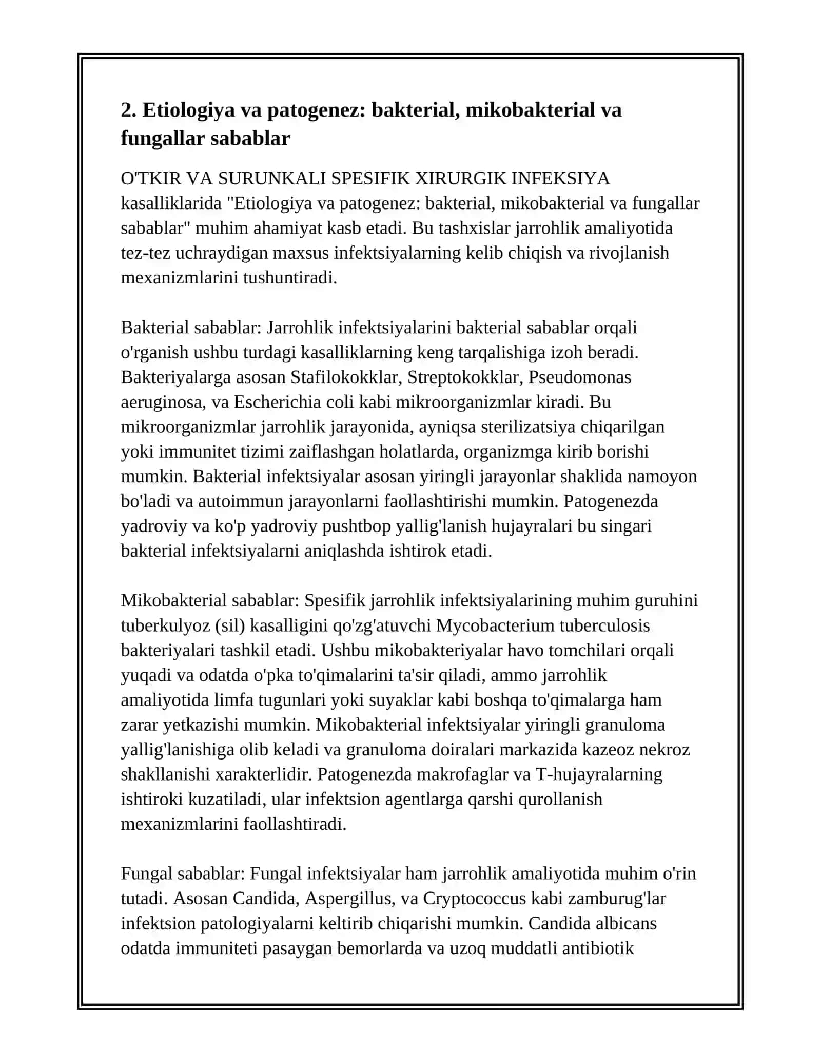 O'TKIR VA SURUNKALI SPESIFIK XIRURGIK INFEKSIYA 4