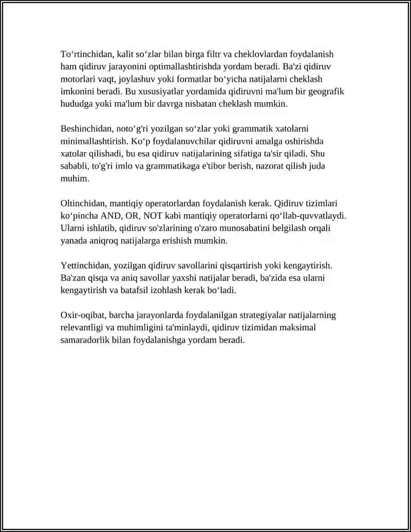 INTERNET QIDIRUV TIZIMIDA MA'LUMOT QIDIRISH VA TANLANGAN MA'LUMOTNI OLISH 4