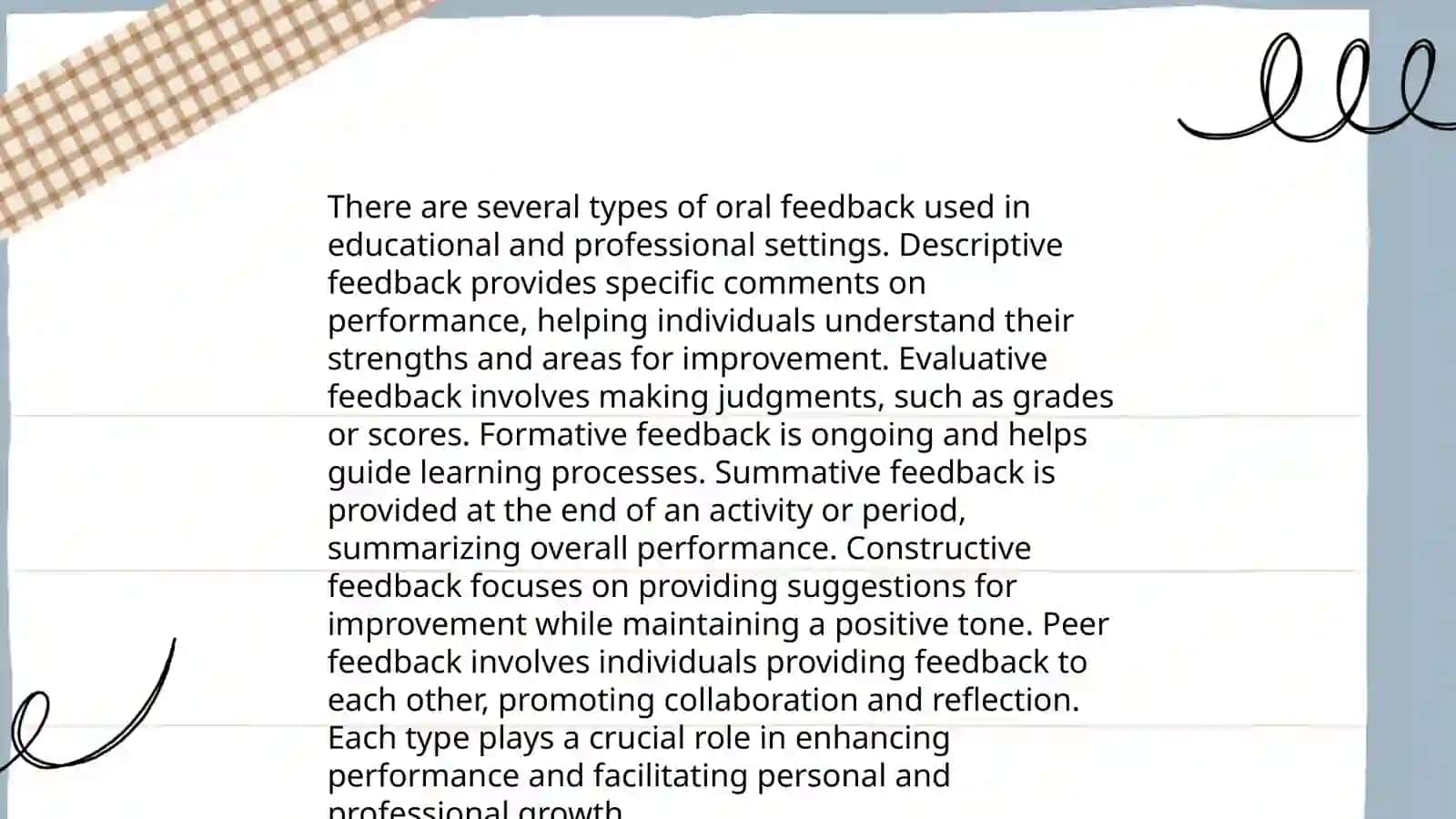 Oral feedback 4