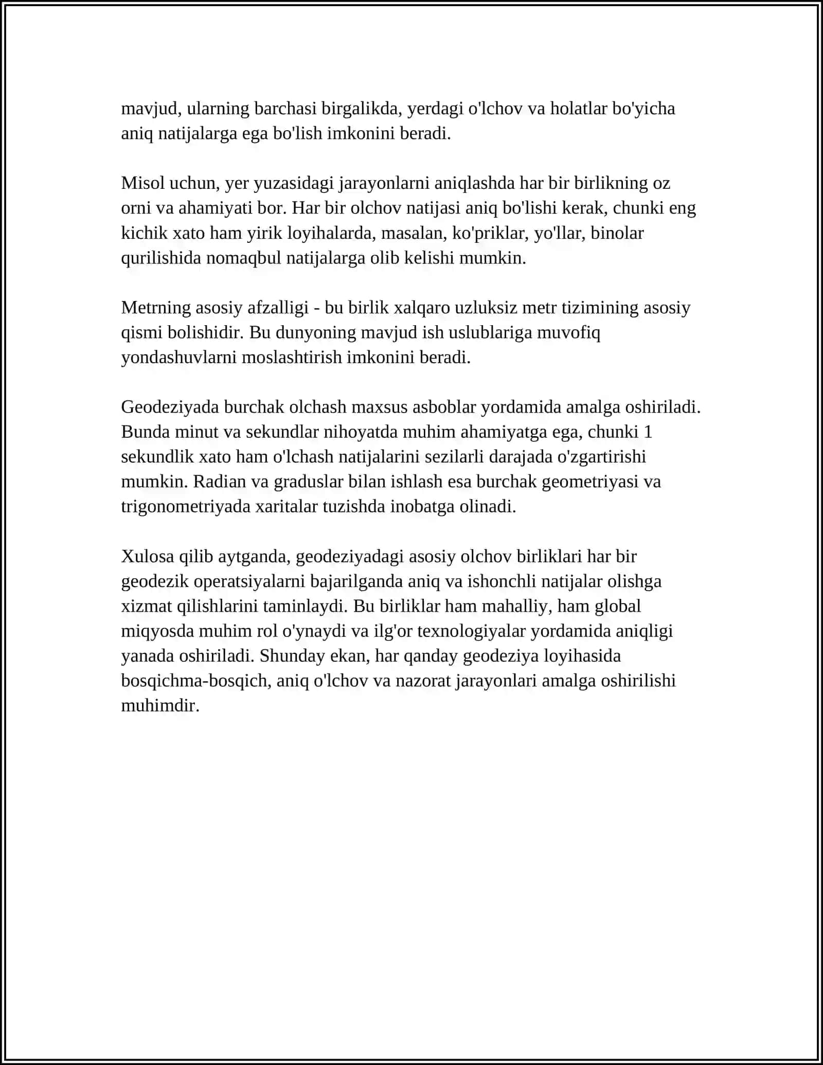 GEODEZIYADA QO‘LLANILADIGAN O‘LCHOV BIRLIKLARI 4