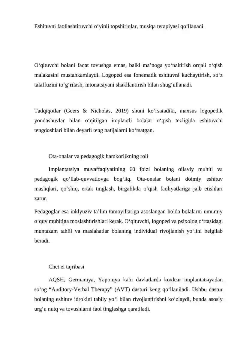 KOXLEAR IMPLANT BO‘LGAN BOLALARNI O‘QISHGA O‘RGATISH 4