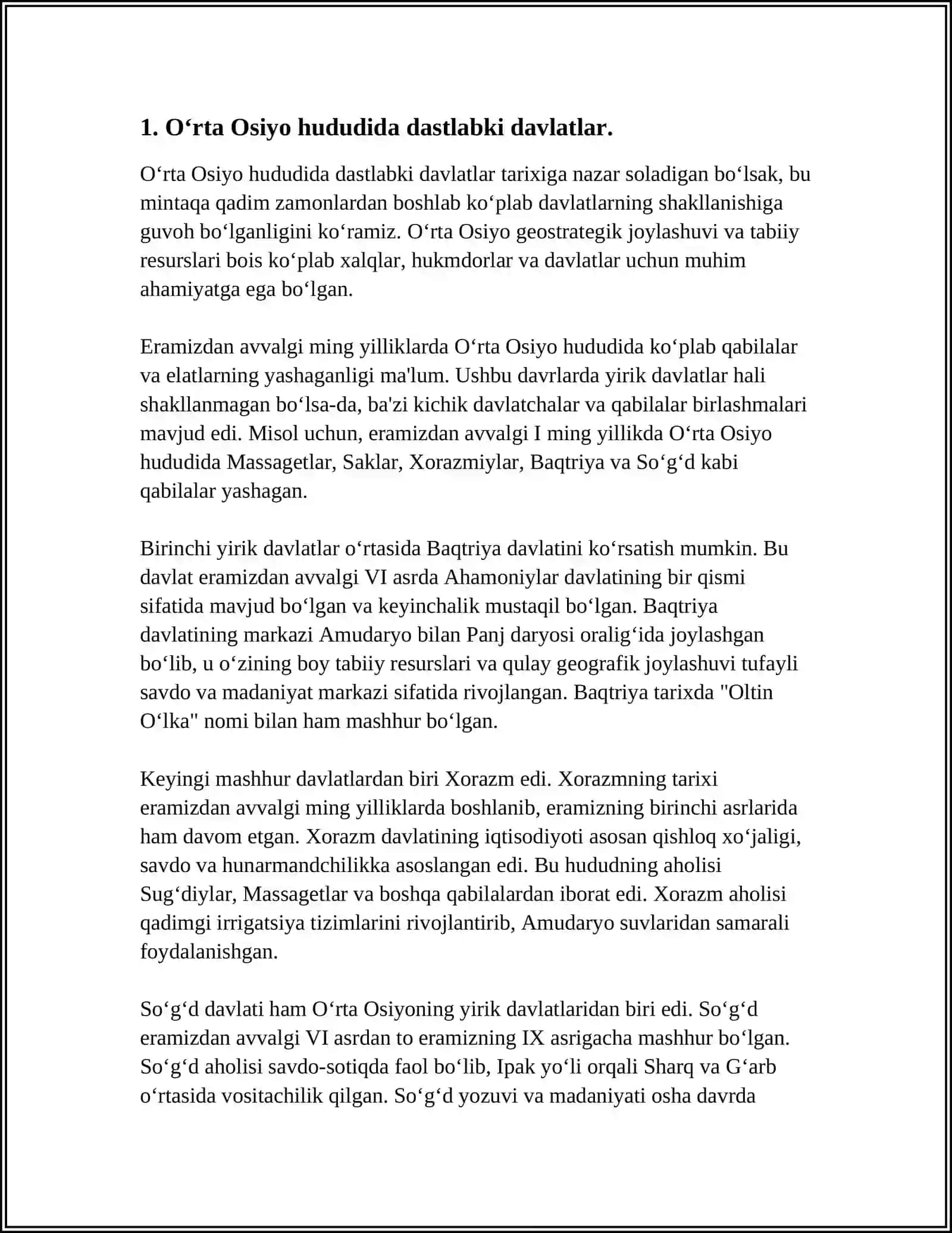 O'ZBEK DAVLATCHILIGINING TARIXIY BOSQICHLARI.O'ZBEKISTON HUDUDIDAGI DAVLATLAR TARIXI MISOLIDA 4