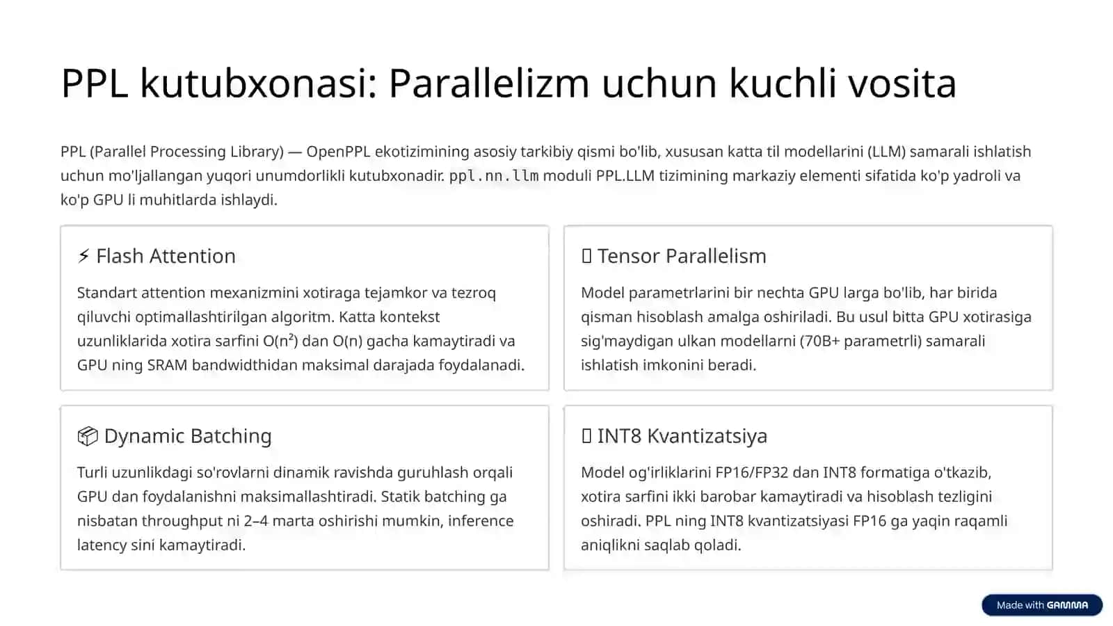 Zamonaviy ko'p-yadroli protsessorlarda PPL kutubxonasi yordamida parallellashtirish 4