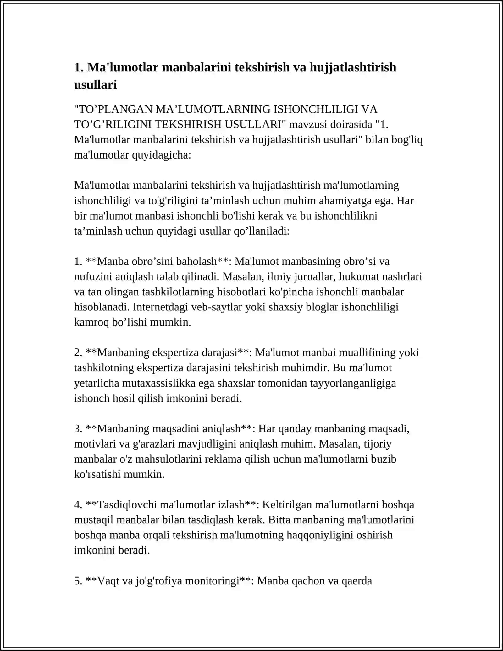 TO’PLANGAN MA’LUMOTLARNING ISHONCHLILIGI VA TO’G’RILIGINI TEKSHIRISH USULLARI 4