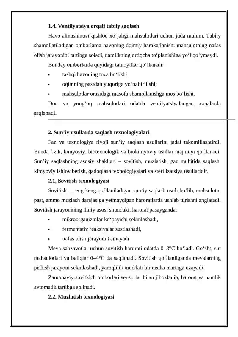 Qishloq xo‘jaligi mahsulotlarini saqlash usullari 4