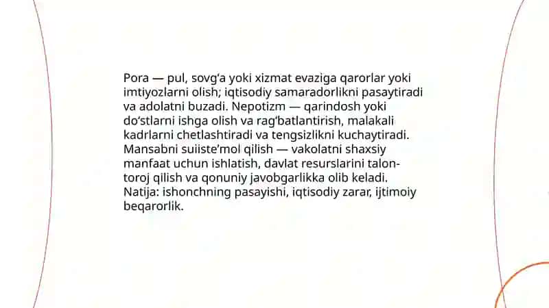Korrupsiyaning mohiyati va uning oqibatlari 4