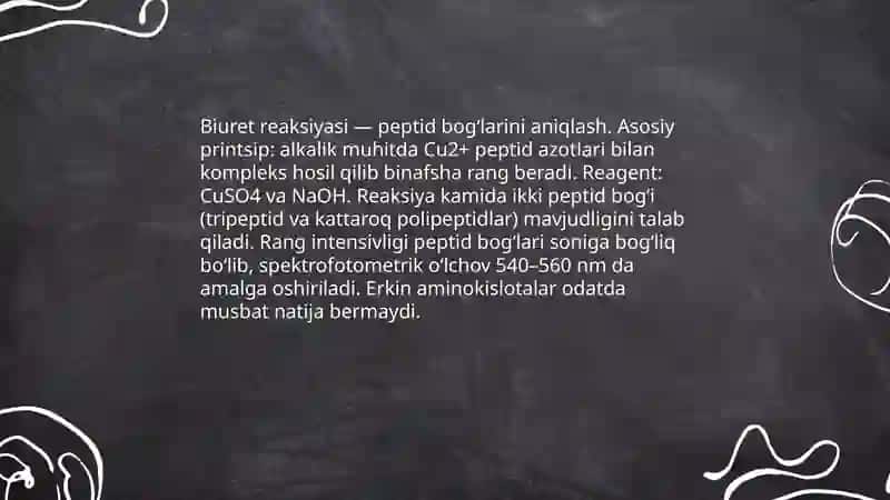 Aminokislotalar va oqsillarga xos sifat reaksiyalar 4