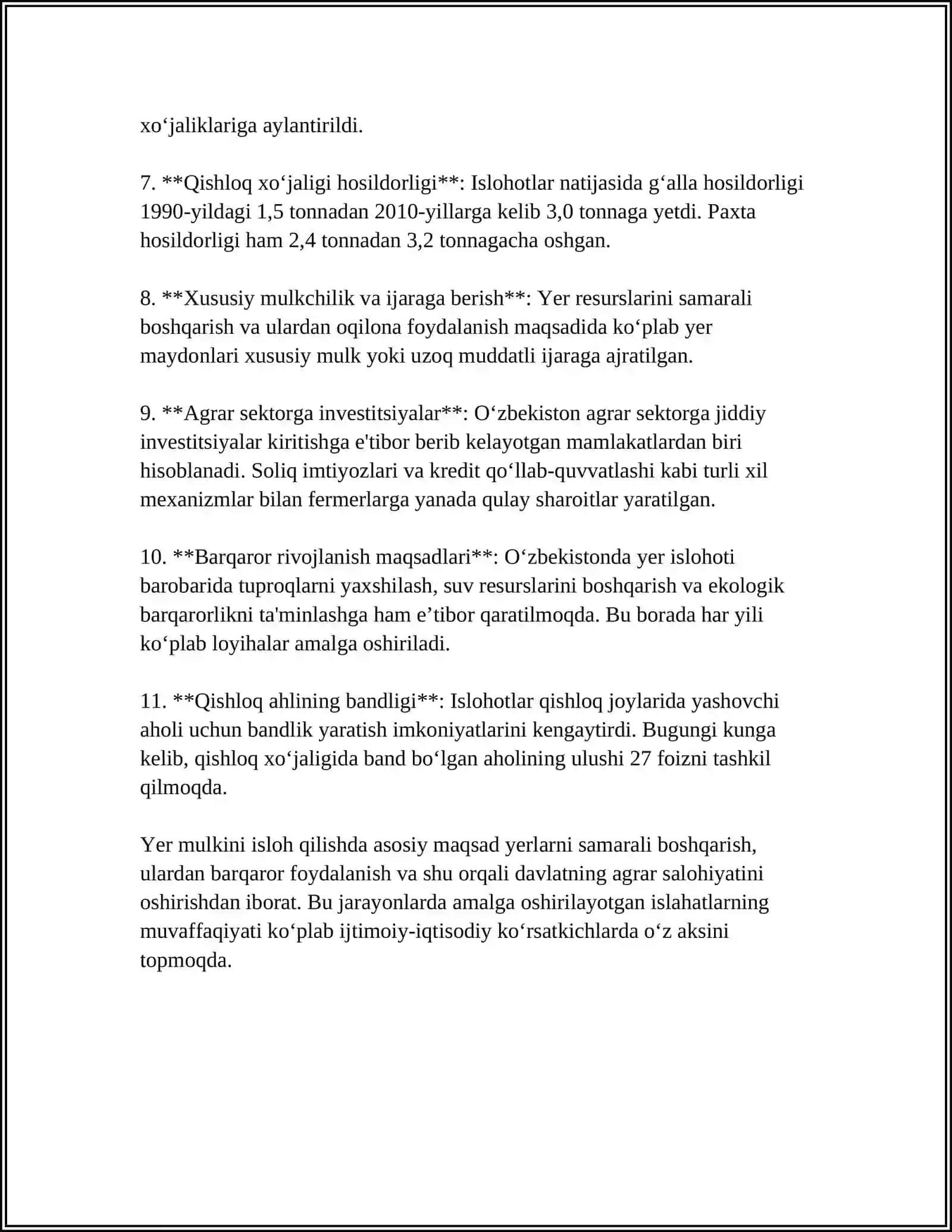 MUSTAQILLIK YILLARIDA QISHLOQ XO’JALIGI SOHASIDAGI O’ZGARISHLAR 4
