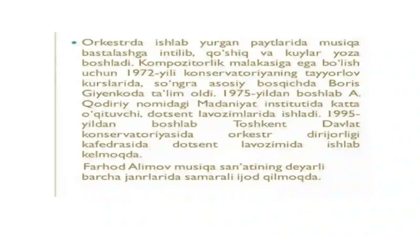 FARHOD ALIMOV HAYOTI VA IJODI 4