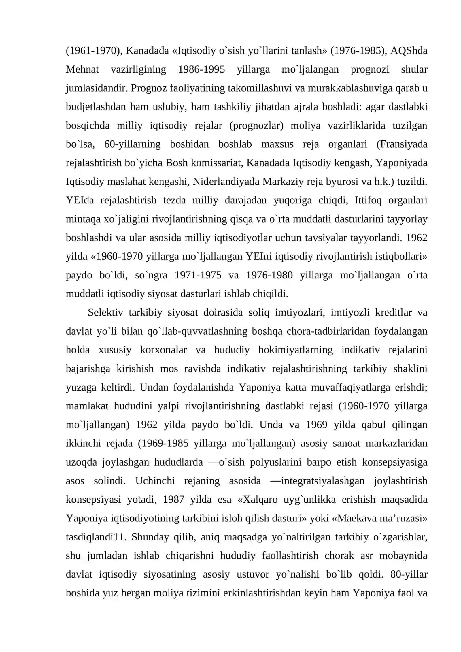 Indikativ rejalashtirishning evolyutsion rivojlanishi va tartibga solinishi 4