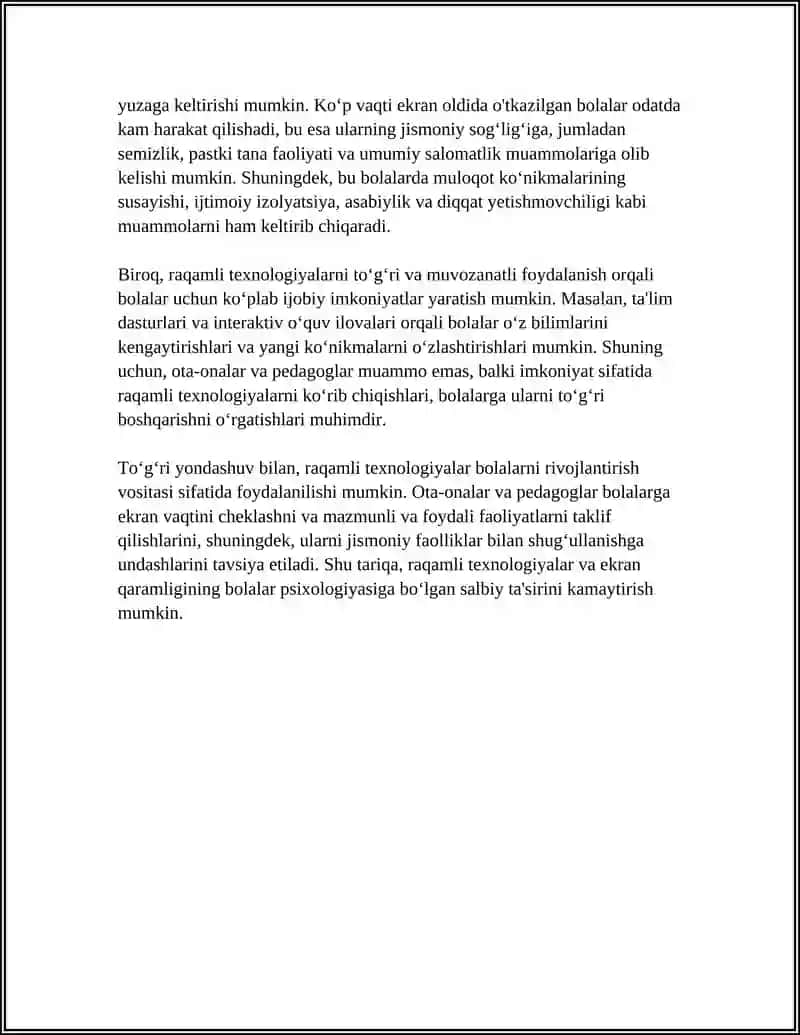 BOLALAR PSIXOLOGIYASI OLDIDA TURGAN DOLZARB MUOMMOLARNI ORGANISH 4