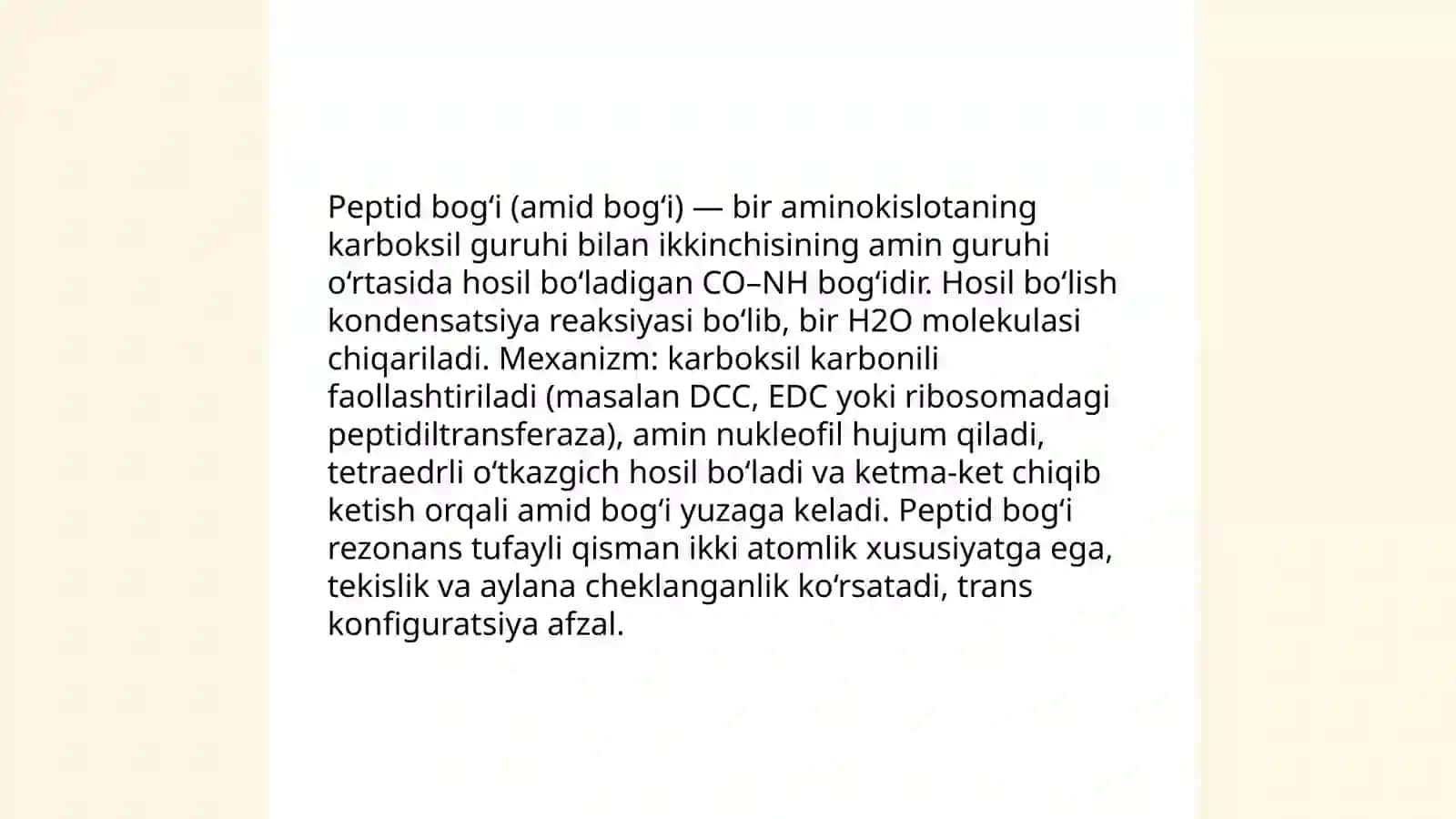 Peptidlarning hosil bo'lishi va kimyoviy tabiati 4