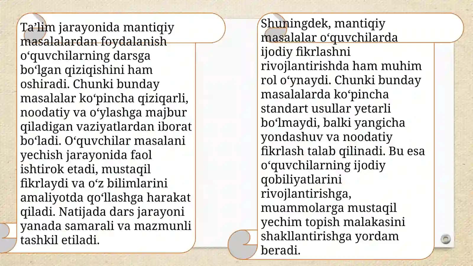 Mantiqiy masalalar orqali o‘quvchilarning ijodiy qobiliyatlarini rivojlantirish. 4