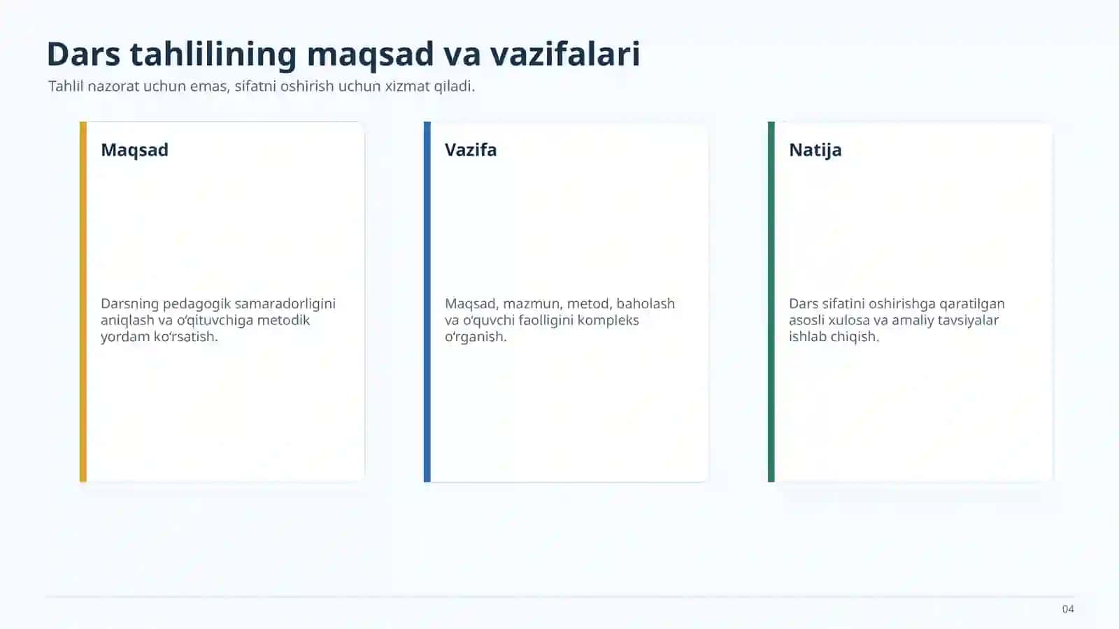 Dars tahlili va uning pedagogik ahamiyati 4