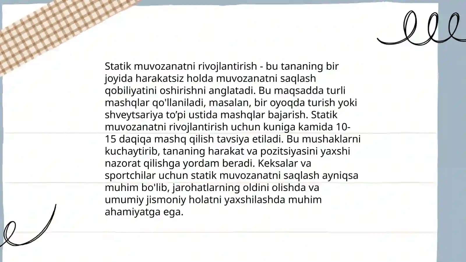 Muvozanat saqlash mashqlarini bajarish 4
