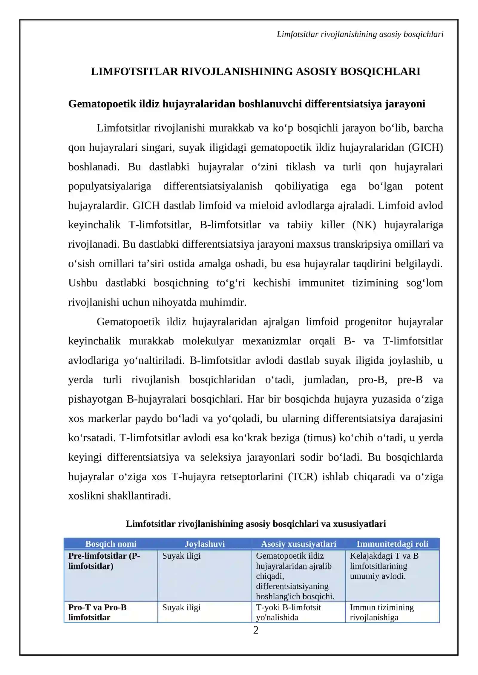 Limfotsitopoezning hususiyatlari 4