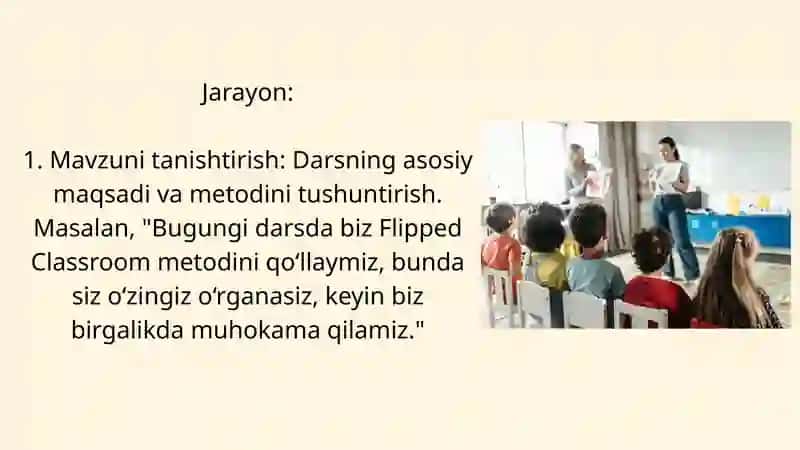 ILGOR TA'LIM METODLARIDAN FOYDALANGAN HOLDA DARS TAQDIMOTI 4