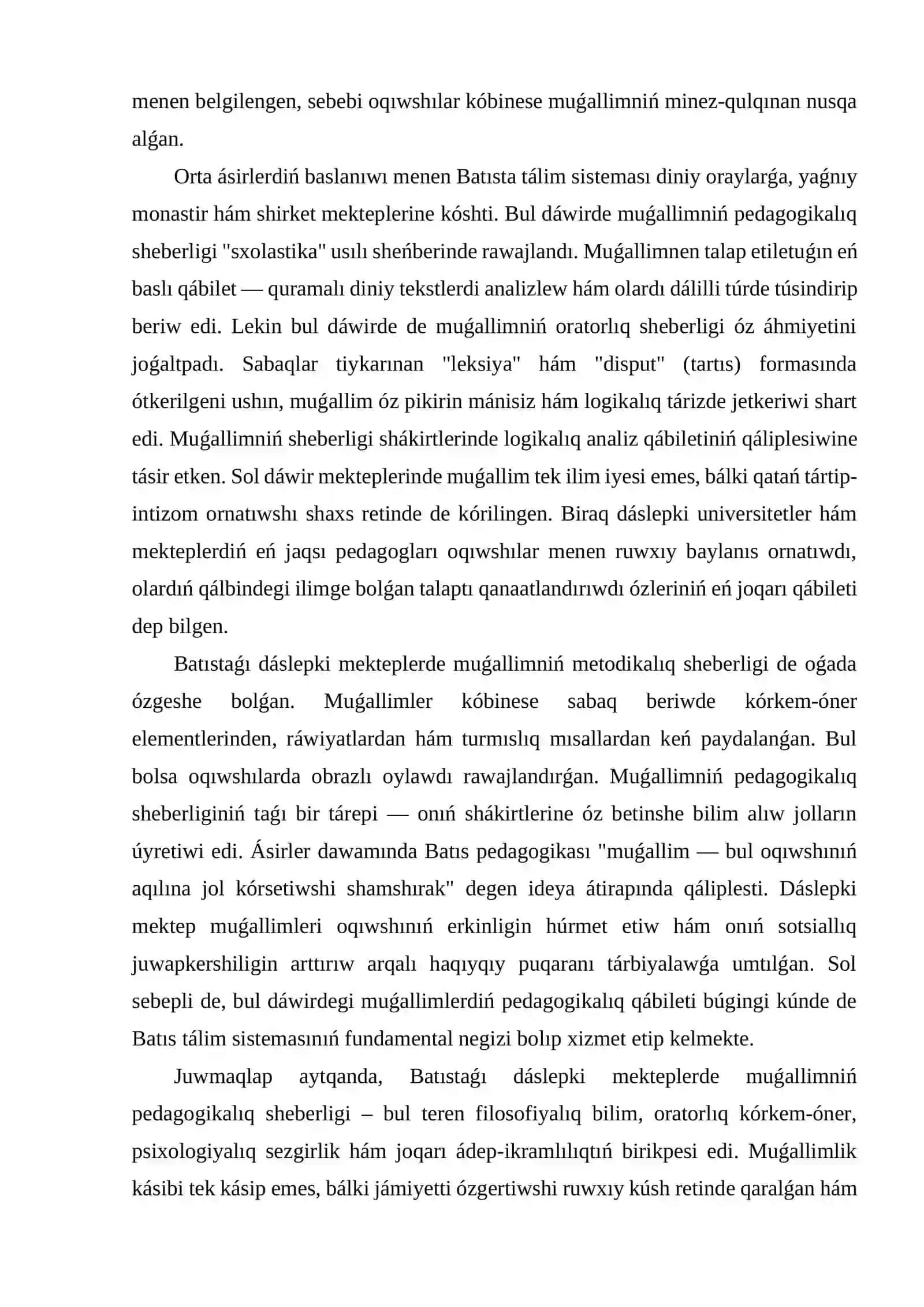 Feodalizm dáwirinde muǵallimlerdiń pedagogikalıq qábileti 4