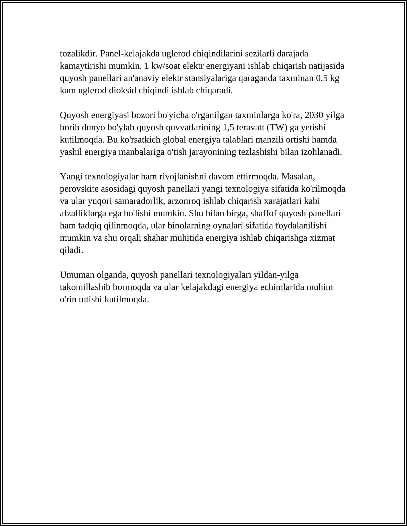 Quyosh panellari texnologiyalari 4
